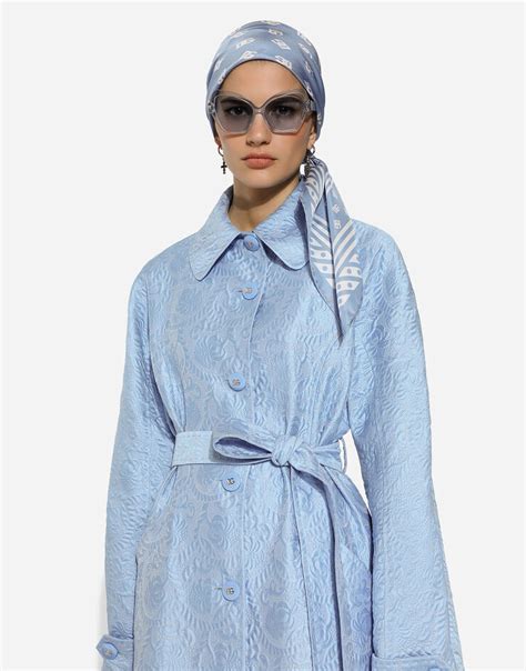 blue dolce gabbana trench coat|Quilted floral jacquard trench coat .